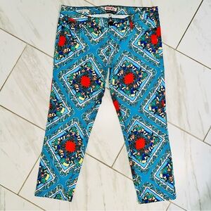 Hot Kiss Skinny Lily Jeans 13 Baroque Scarf Floral Print Cropped Stretch Y2K